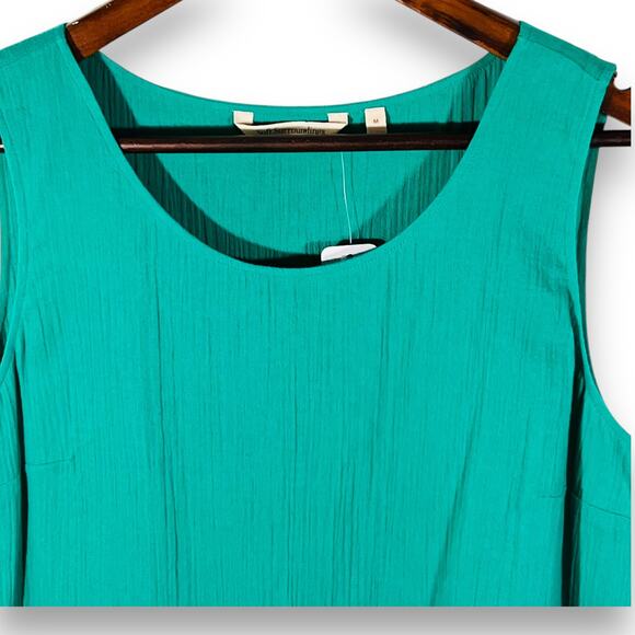 Soft Surroundings Kelly Green Crinkle Cotton Tank Top Lettuce Hem Medium - Picture 5 of 8